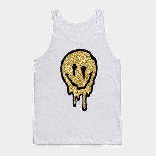 Gold Glitter Drippy Smiley Face Tank Top